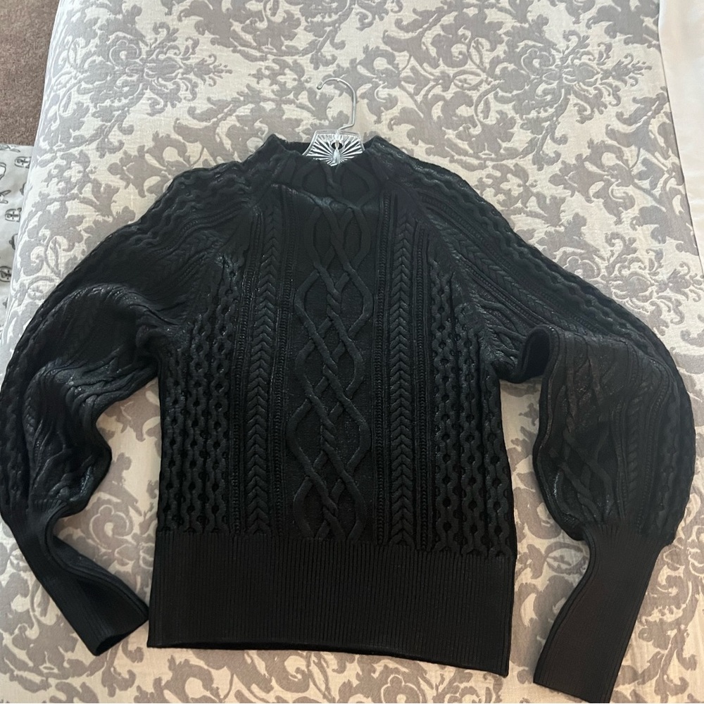 New w/o tags Express Women’s black mock neck cable leather glaze look.